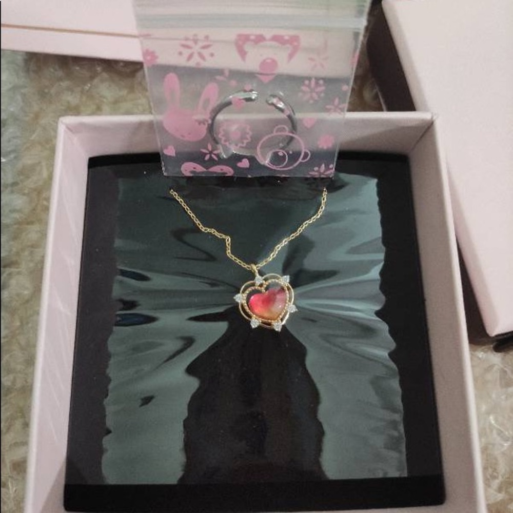 Crystal Red Heart Pendant Necklace